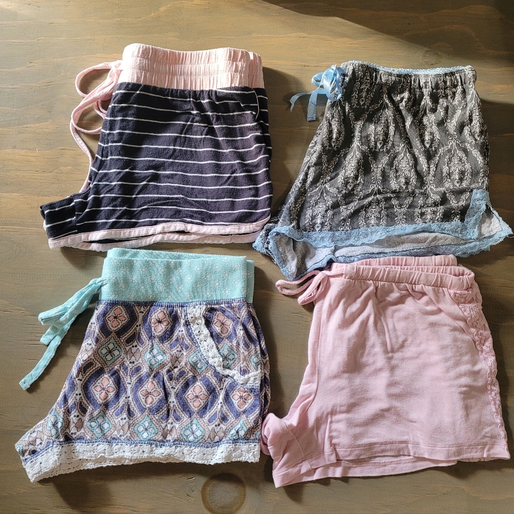 PJ Salvage S/XS Sleep Shorts ✨️Lot of 4✨️ Four Pair Soft Comfy Pajama Shorts